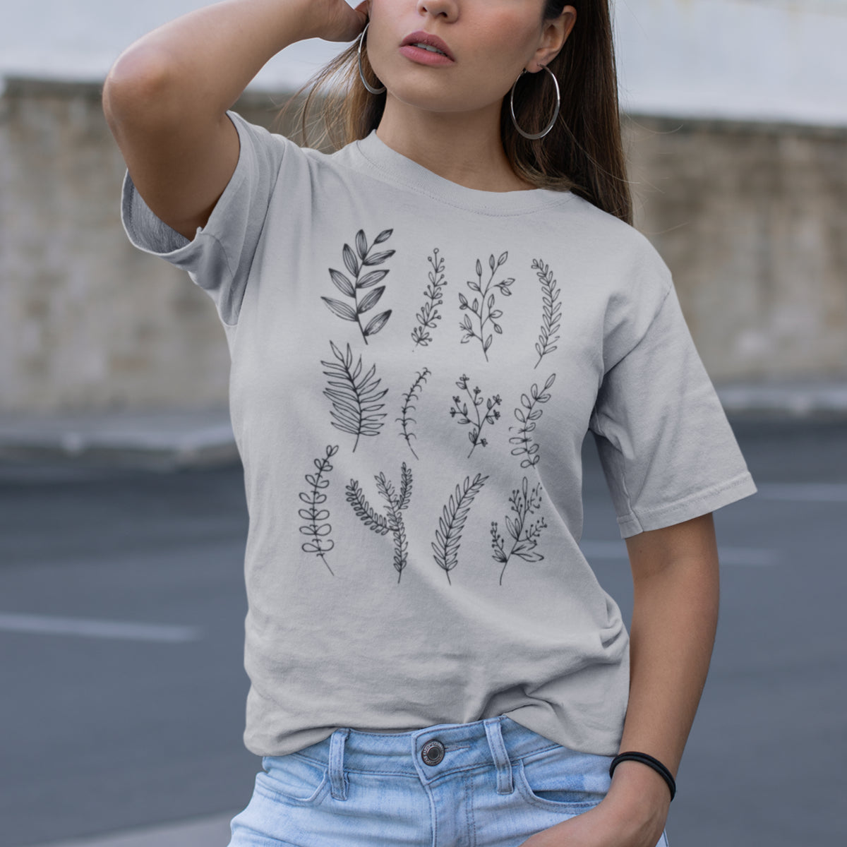 Harmaa meleerattu UNISEX T-paita Luonnon aiheet