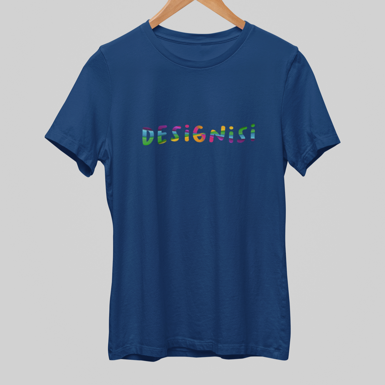 Tummansininen UNISEX T-paita. Tee oma design!