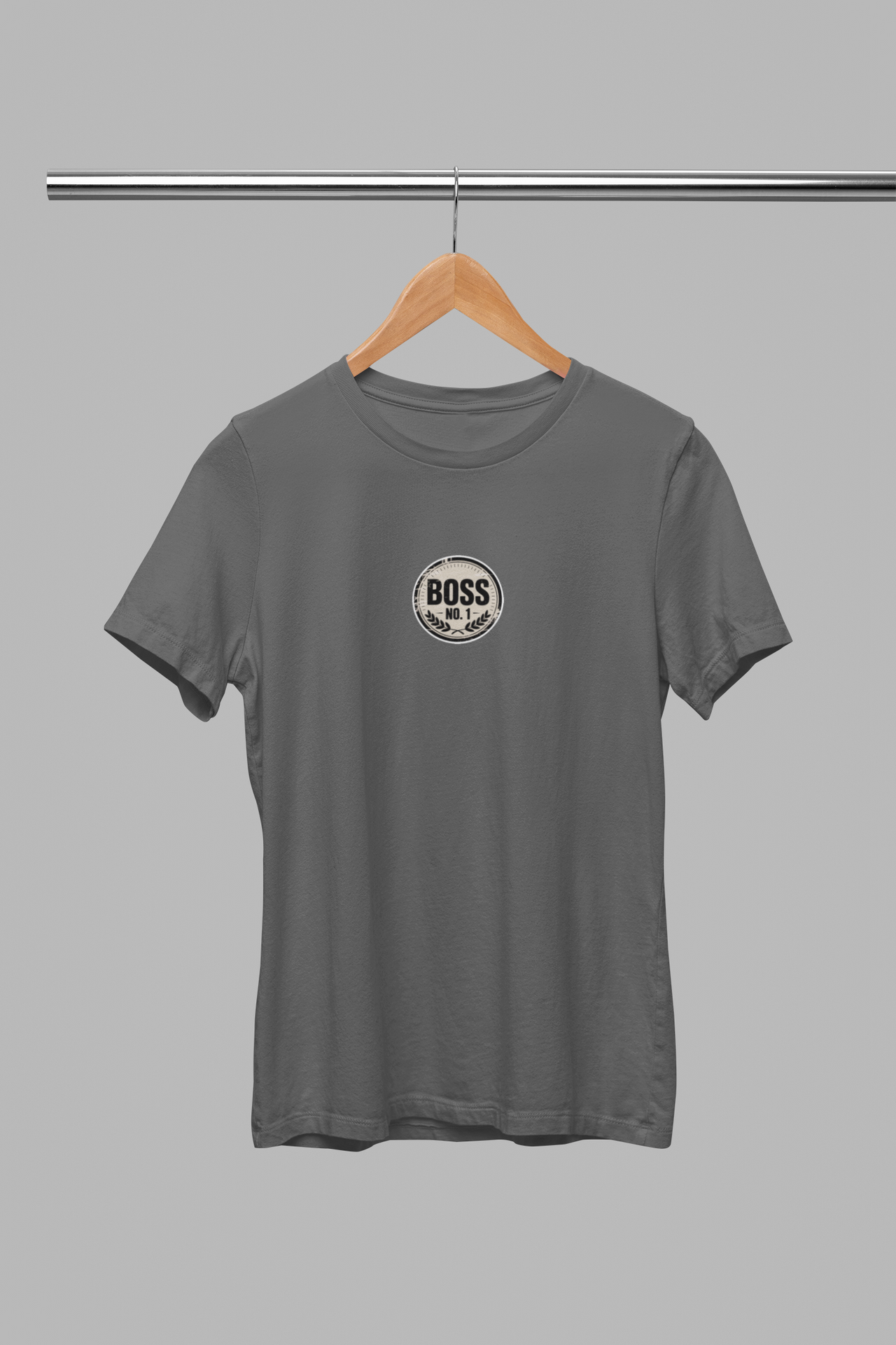 Tummanharmaat unisex T-paidat "Boss No1"