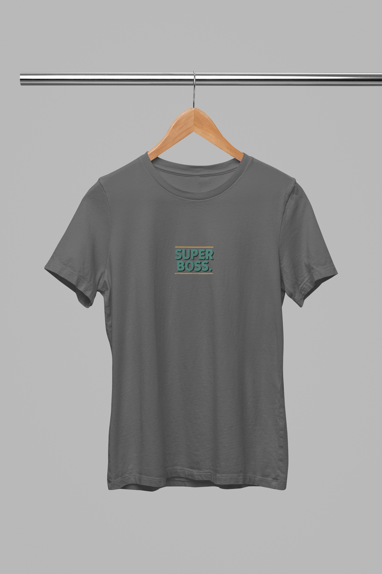 Tummanharmaat unisex T-paidat "Super Boss"
