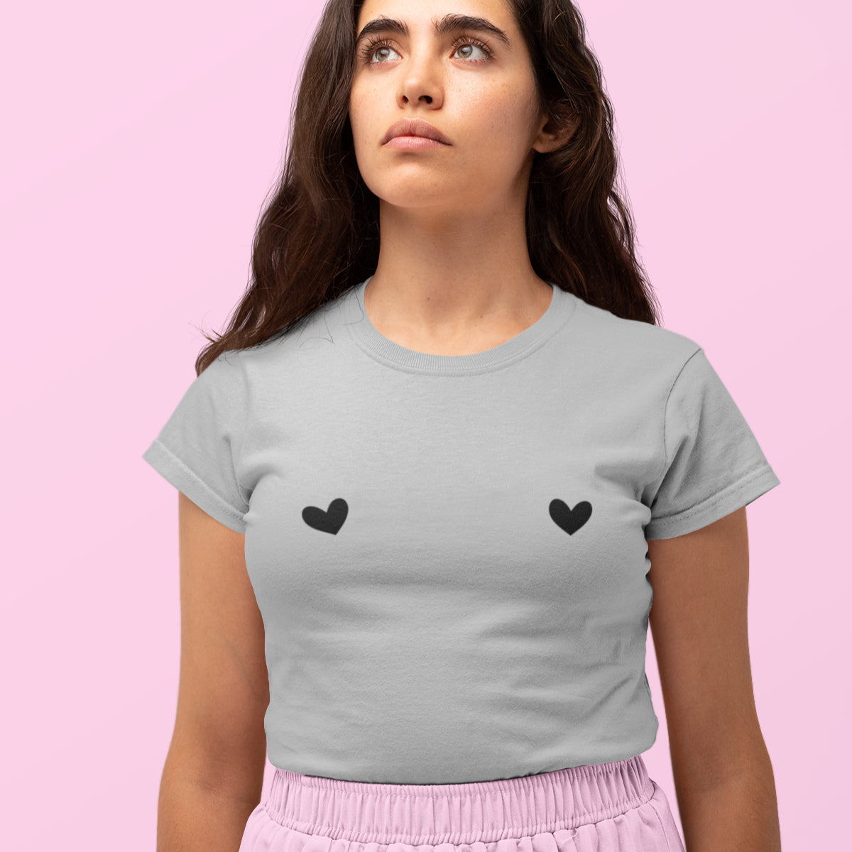 Harmaa meleerattu UNISEX T-paita Sydämet